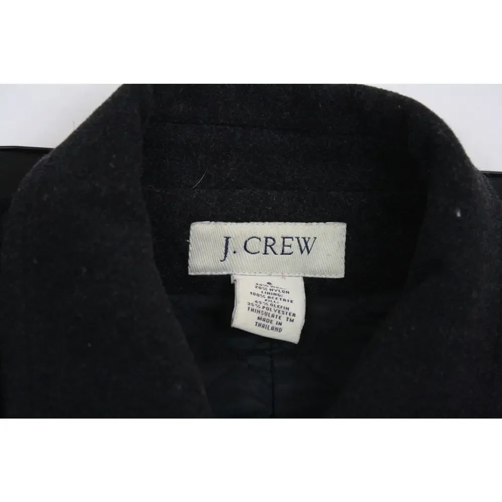 J Crew Wool Shirt Jacket Womens Small Black Quilted Thinsulate Lined Chore Coat - Picture 3 of 7